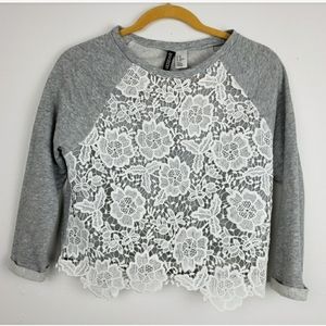 Divided by H&M Lace Front Sweatshirt Sz Large